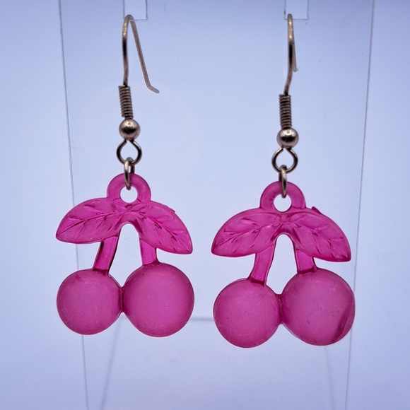 Retro Dangling Cherry Earrings - Picture 3 of 5